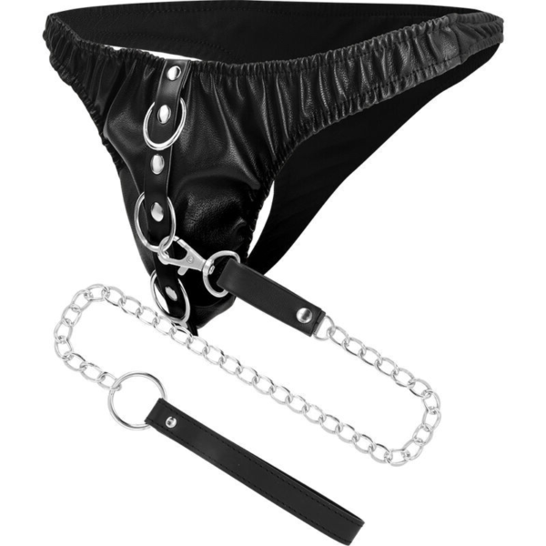 Tanga de sumisión con cadena marca Darkness