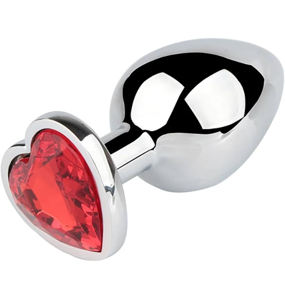 Plug anal de metal con joya de corazón