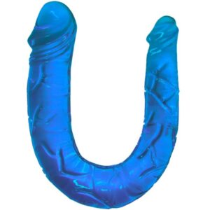 Dildo doble en gelatina flexible azul