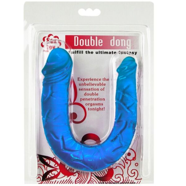 Dildo doble en gelatina flexible azul - Image 2