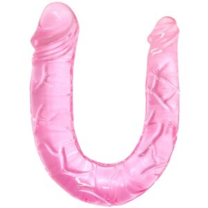 Dildo doble en gelatina flexible rosa