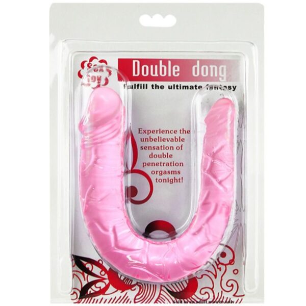 Dildo doble en gelatina flexible rosa - Image 2