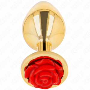 Plug anal dorado rosa roja talla s